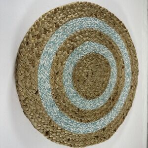 Jute Braided Placemat Centerpiece Blue/Tan 15 in Set Of 4